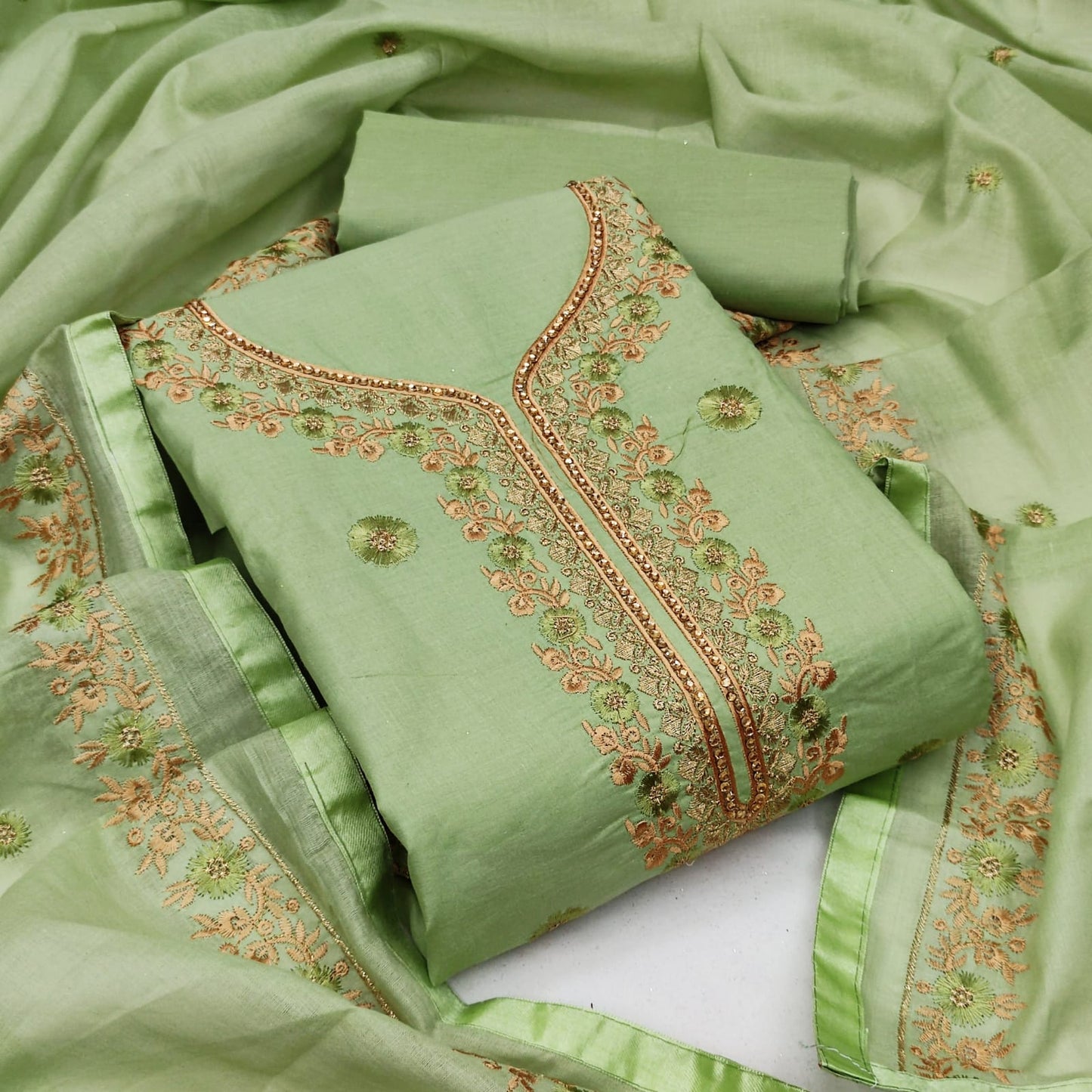 Pleasant Cotton Embroidered Work Salwar Suit For Casual Wear