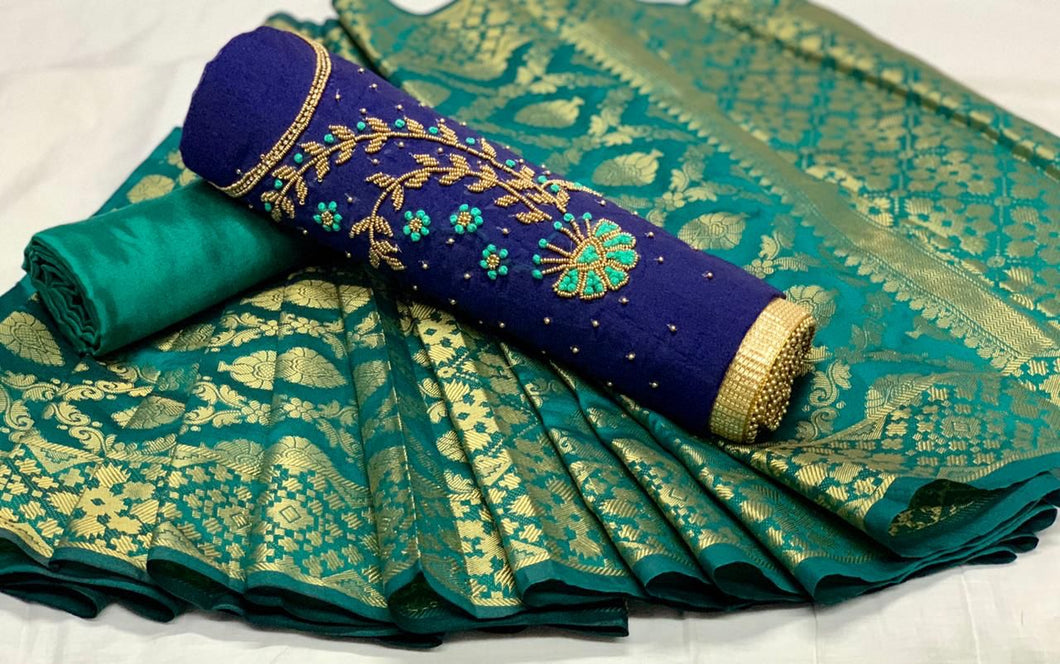 Wedding Wear Chanderi Moti Hand Work Festive Wear Salwar Suit