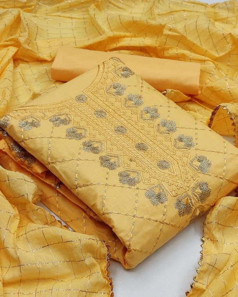 Captivation Yellow Color Cotton Sequence Work Designer Salwar Suit For Women