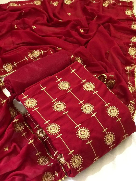 Surpassing Red Color Festive Wear Georgette Multi Work Occasion Wear Salwar Suit
