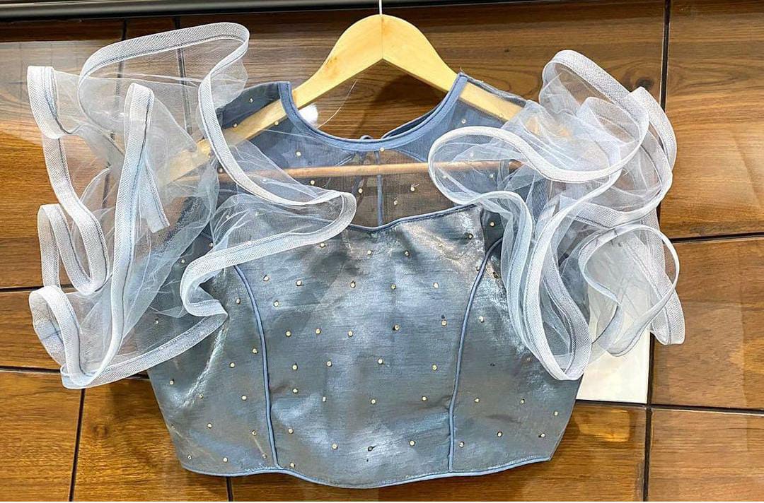 Elegant Taffeta Silk Party Wear Designer Ready Made Diamond Work Blouse For Women
