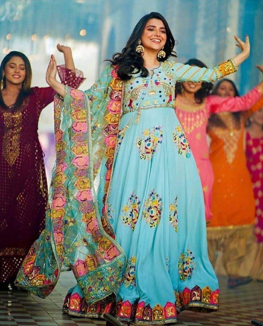 Entrancing Sky Blue Color Embroidered Work Georgette Salwar Suit For Women