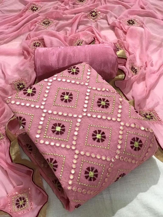 Flaunt Pink Color Chanderi Multi Work Salwar Suit For Regular Wear
