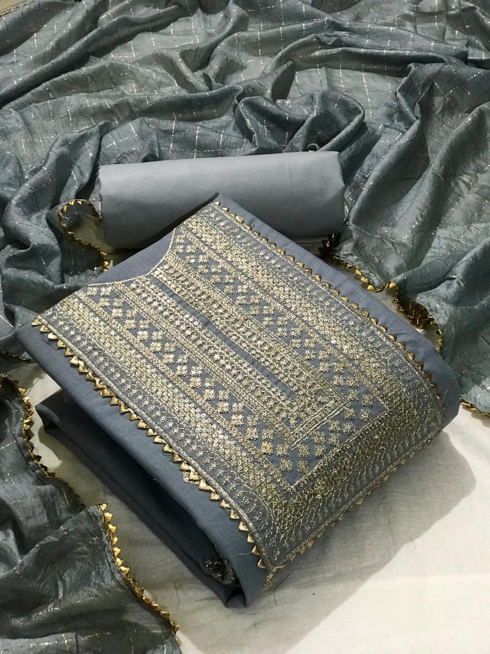 Attractive Chanderi Embroidered Work Salwar Suit For Party Wear