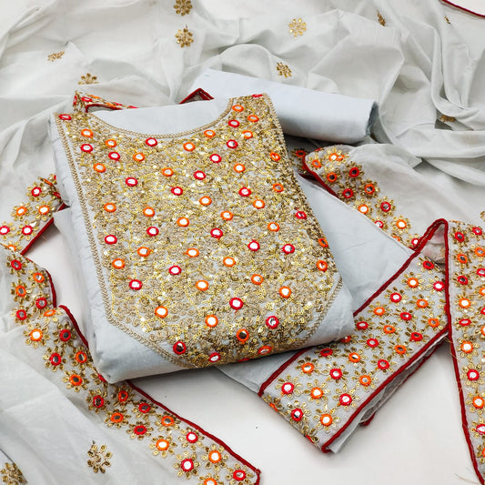 Amazing Casual Wear Chanderi Mirror Sequence Work Salwar Suit