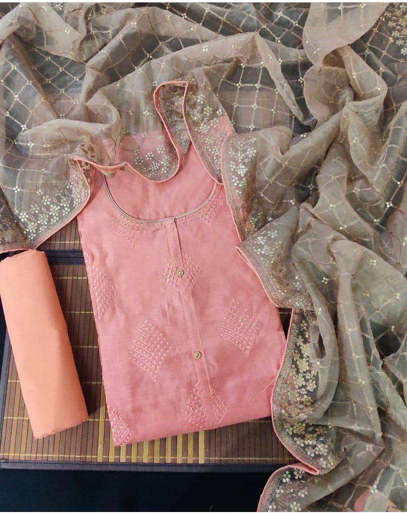 Fantastic Chanderi Multi Sequence Work Party Wear Salwar Suit