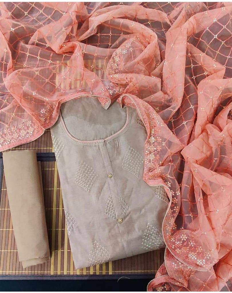 Fantastic Chanderi Multi Sequence Work Party Wear Salwar Suit