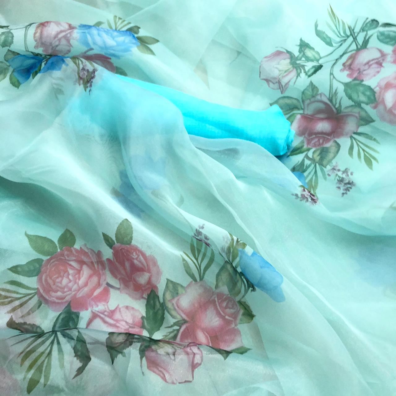 Fantastic Organza Fancy Digital Printed Work Saree Blouse For Party Wear