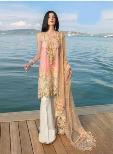 Sophisticated Peach Color Designer Embroidered Work Women Wear Cotton Salwar Suit