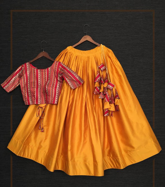 Majesty Mustard Color Cotton Printed Festive Wear Lehenga Choli