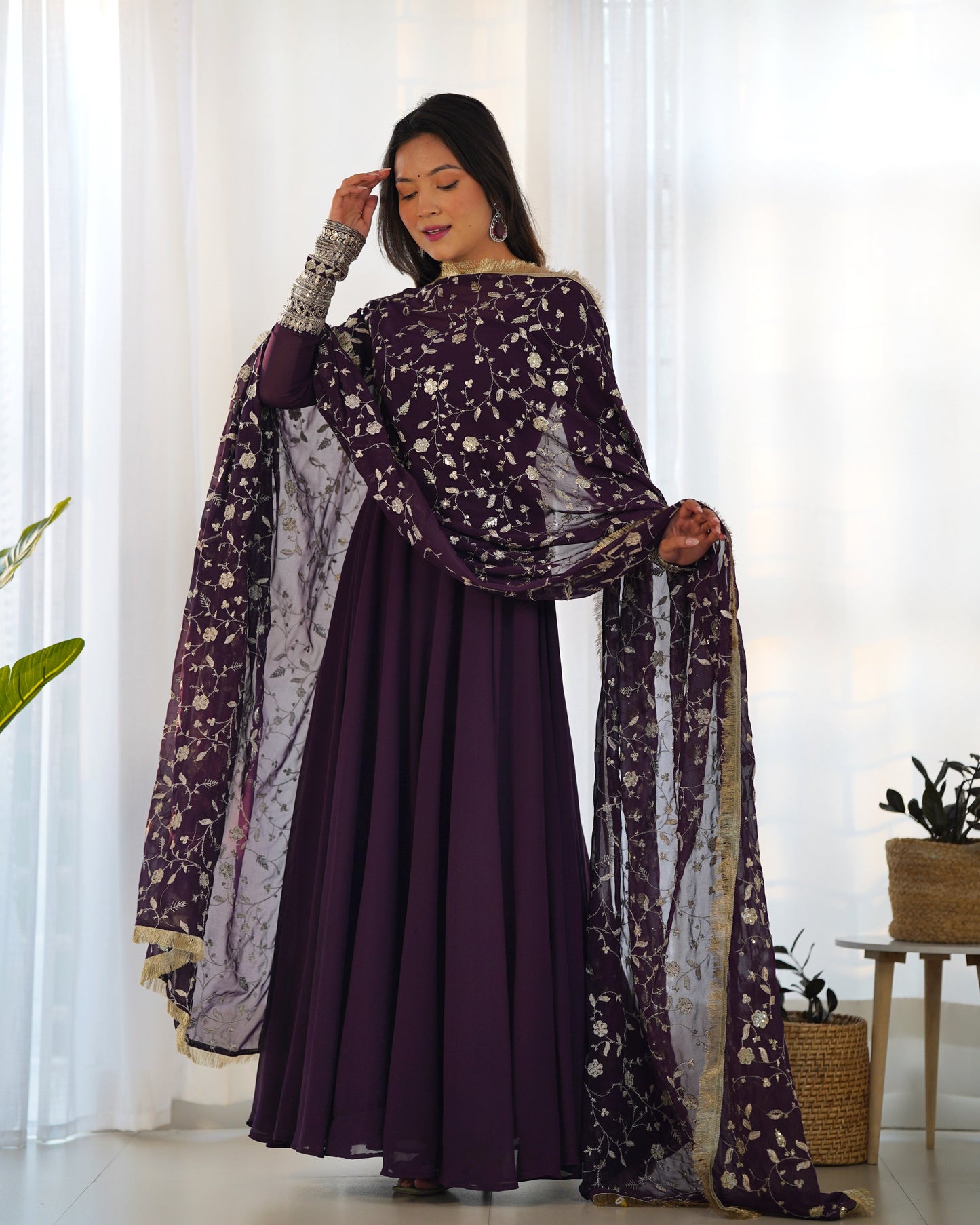 Designer Ready to Wear Gown With Heavy Work Dupatta