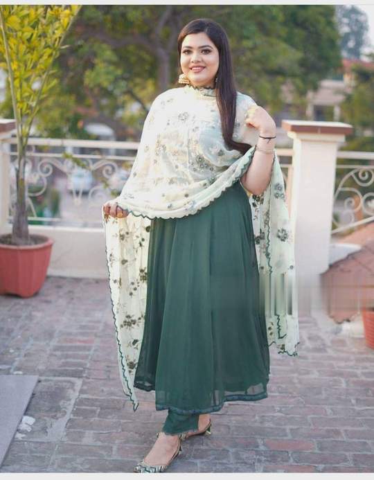 Novelty Green Color Silk Embroidered Work Salwar Suit For Regular Wear