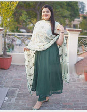 Load image into Gallery viewer, Novelty Green Color Silk Embroidered Work Salwar Suit For Regular Wear
