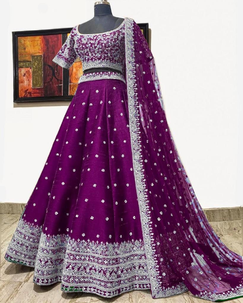 Wedding Wear Phantom Silk Embroidered Work Lehenga Choli For Women