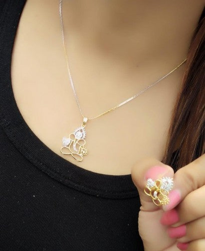 Blooming White Color American Diamond Artificial Necklace Set