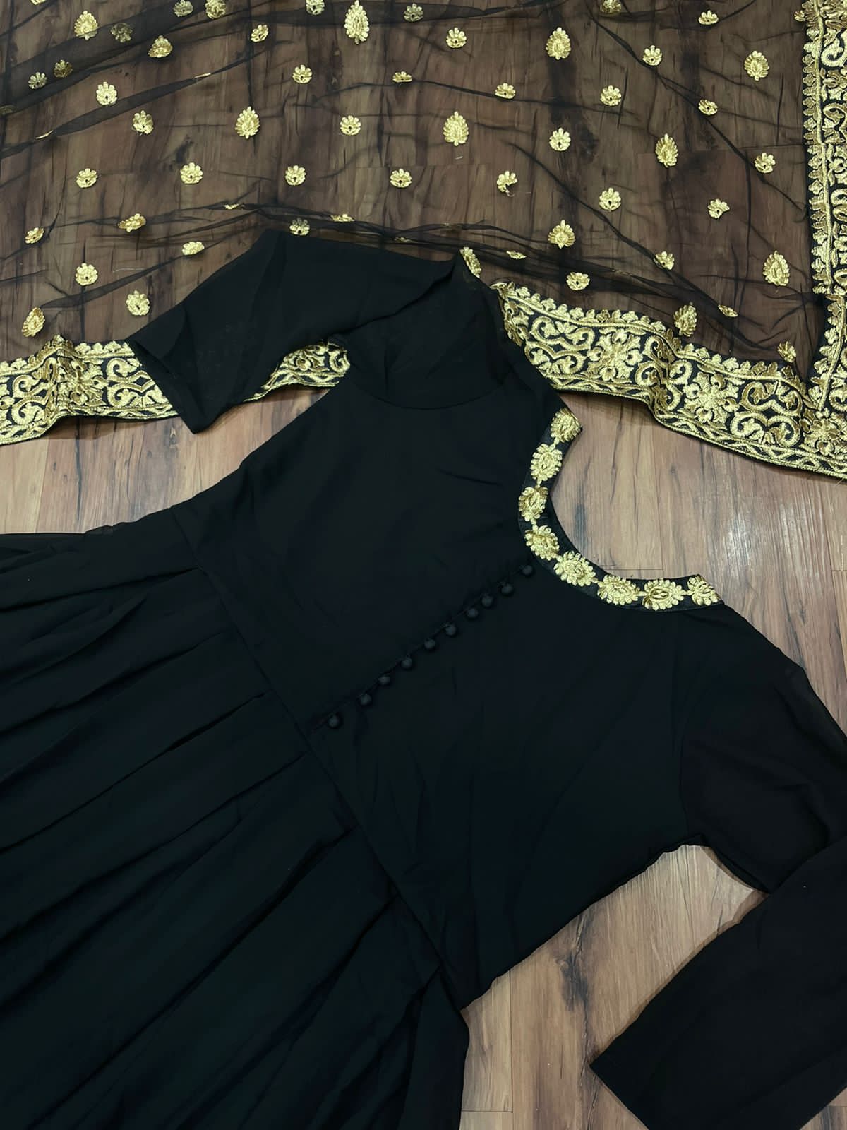 Sizzling Black Color Georgette Embroidered Work Wedding Wear Salwar Suit