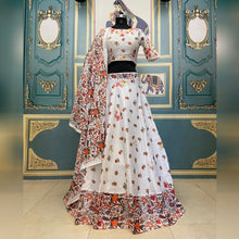 Load image into Gallery viewer, Function Wear White Color Taffeta Silk Digital Printed Designer Lehenga Choli
