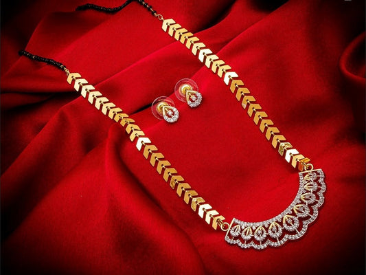 Knockout Artificial Golden Diamond Mangalsutra Set For Ladies