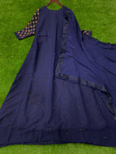 Load image into Gallery viewer, Groovy Navy Blue Color Ready Made Georgette Moti Work Gown
