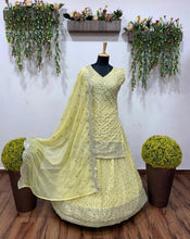 Load image into Gallery viewer, Striking Yellow Color Beautiful Georgette Designer Sequence Embroidered Work Indo Western Suit

