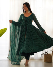 Load image into Gallery viewer, Green Georgette Lehariya Printed Full Stitched Anarkali Gown
