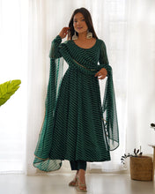 Load image into Gallery viewer, Green Georgette Lehariya Printed Full Stitched Anarkali Gown
