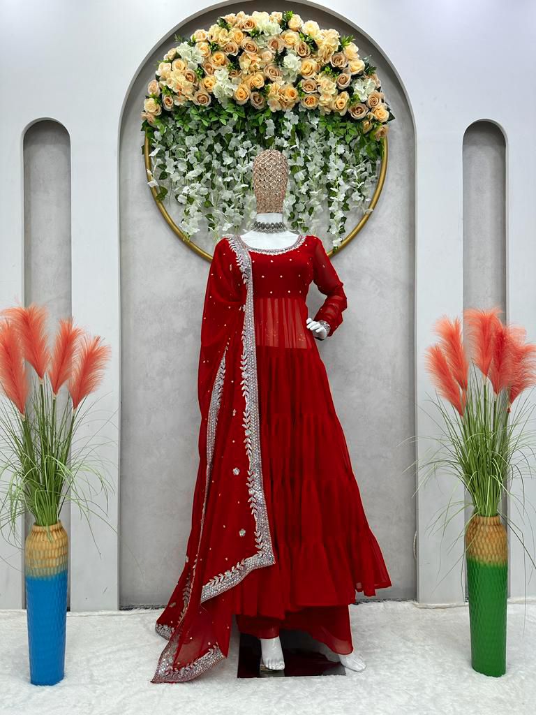 Trending Georgette Full Stitched Anarkali Full Stitched Suit Set