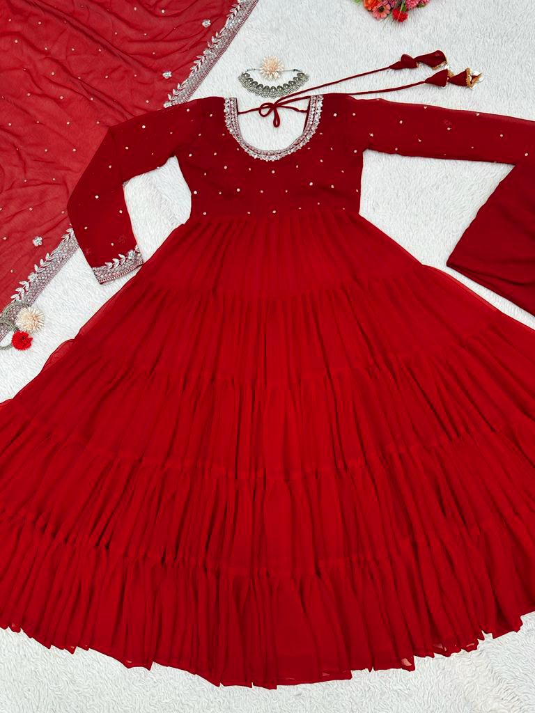 Trending Georgette Full Stitched Anarkali Full Stitched Suit Set