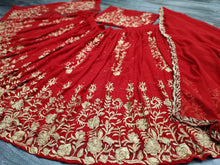 Load image into Gallery viewer, Glorious Red Color Georgette Embroidered Work Lehenga Choli
