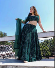 Load image into Gallery viewer, Mind-blowing Rama Green Color Sequence Designer Embroidered Work Georgette Lehenga Choli For Function Wear
