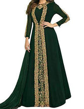 Load image into Gallery viewer, Engrossing Green Color Faux Georgette Designer Embroidered Fancy Work Jacket Style Salwar Suit For Function Wear
