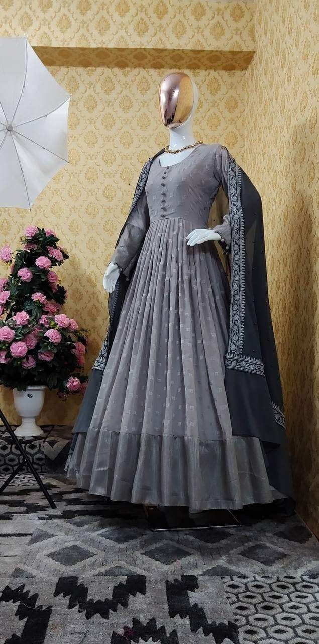 Amazaballs Grey Color Function Wear Georgette Embroidered Work Salwar Suit