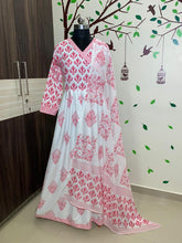 Load image into Gallery viewer, Jazzy Pink Color Printed Ready Made Rayon Dupatta Gown For Women
