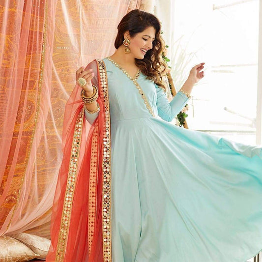 Majesty Light Blue Color Party Wear Silk Embroidered Work Salwar Suit