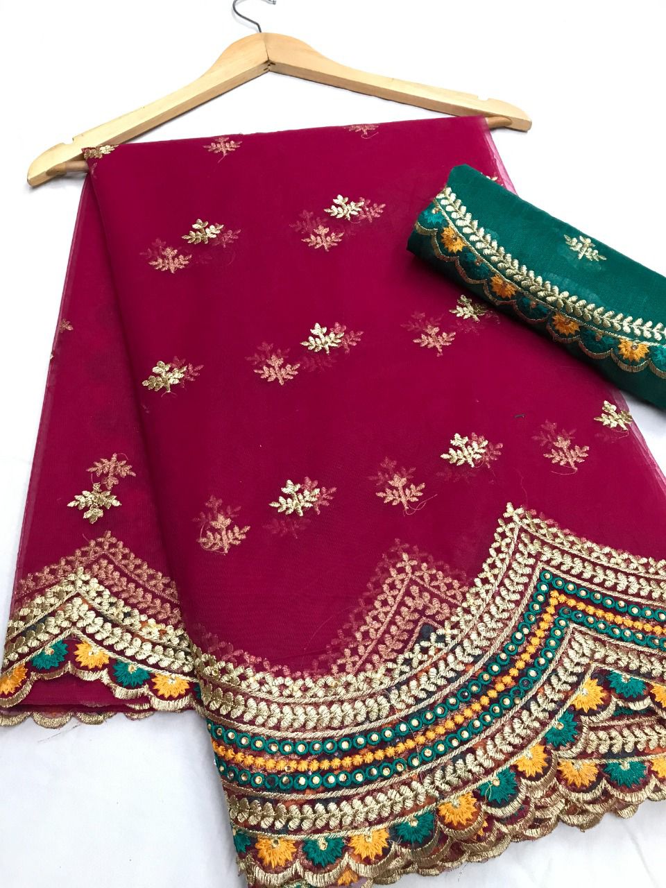 Function Wear Net Embroidery Border Work Wedding Wear Saree Blouse