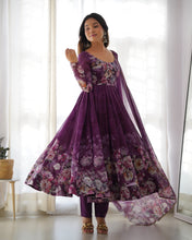 Load image into Gallery viewer, Party Wear Organza Silk Ready To Wear Anarkali Gown
