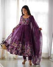 Load image into Gallery viewer, Party Wear Organza Silk Ready To Wear Anarkali Gown
