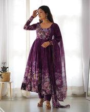 Load image into Gallery viewer, Party Wear Organza Silk Ready To Wear Anarkali Gown
