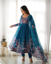 Load image into Gallery viewer, Party Wear Organza Silk Ready To Wear Anarkali Gown
