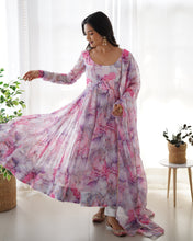 Load image into Gallery viewer, Pink Printed Organza Anarkali Suit
