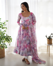 Load image into Gallery viewer, Pink Printed Organza Anarkali Suit
