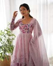 Load image into Gallery viewer, Pink Organza Silk Anarkali Gown
