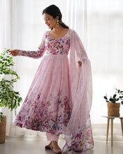 Load image into Gallery viewer, Pink Organza Silk Anarkali Gown
