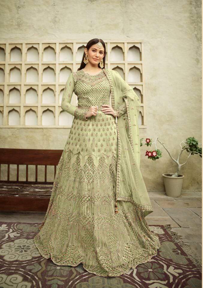 Entrancing Net Wedding Wear Embroidered Work Salwar Suit