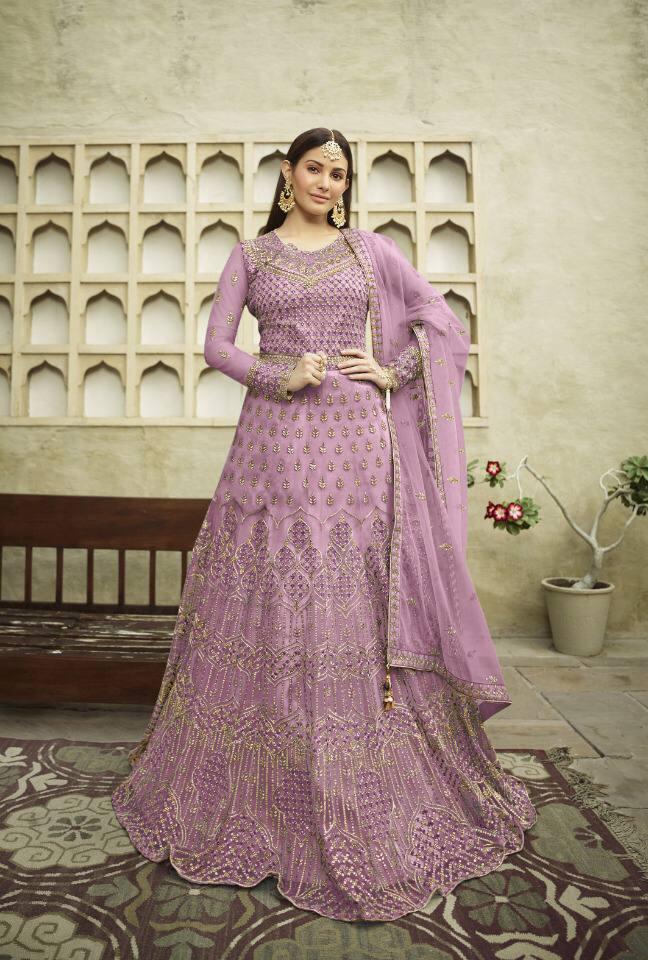 Entrancing Net Wedding Wear Embroidered Work Salwar Suit