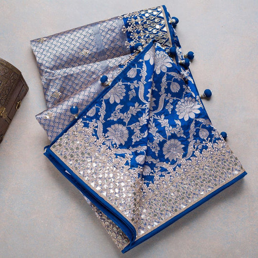 Awesome Digital Silk Embroidered Work Saree Blouse For Wedding Wear