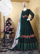 Load image into Gallery viewer, Jazzy Bottle Green Color Georgette Embroidered Work Wedding Wear Salwar Suit
