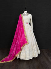 Load image into Gallery viewer, Striking Off White Color Party Wear Georgette Mirror Work Lehenga Choli
