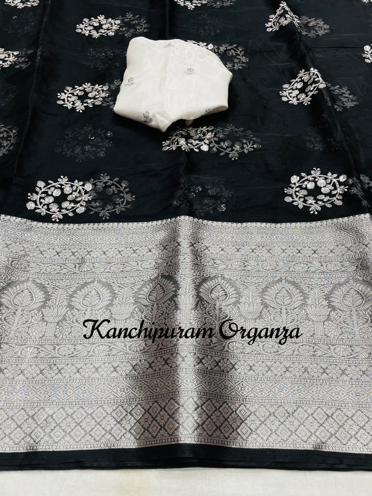 Party Wear Pure Organza Kanchipuram Jacquard Border Saree