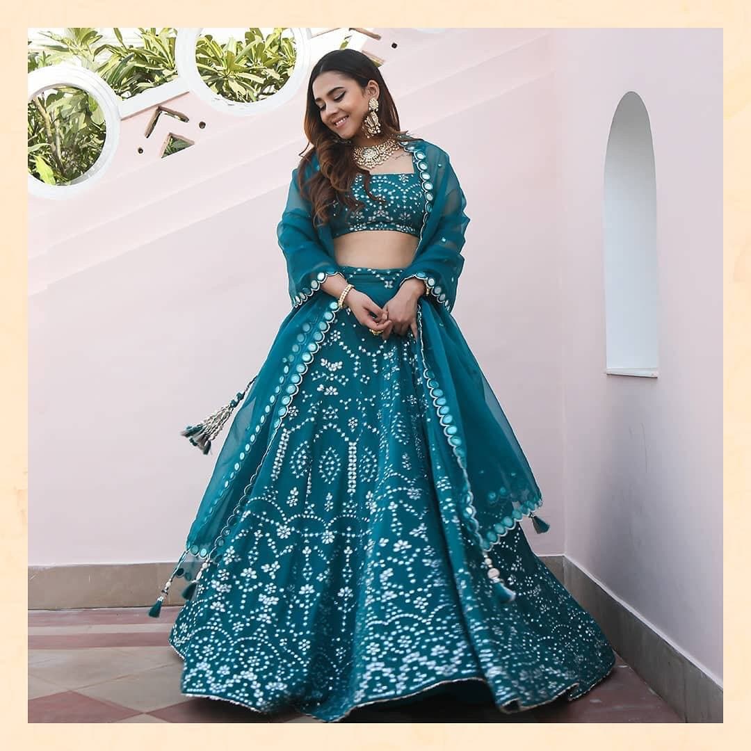 Energetic Rama Color Function Wear Georgette Embroidered Work Lehenga Choli